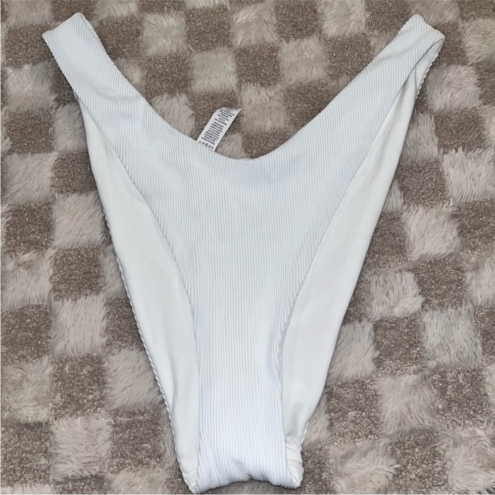 Aerie swim White Ribbed Bikini Bottom size XL